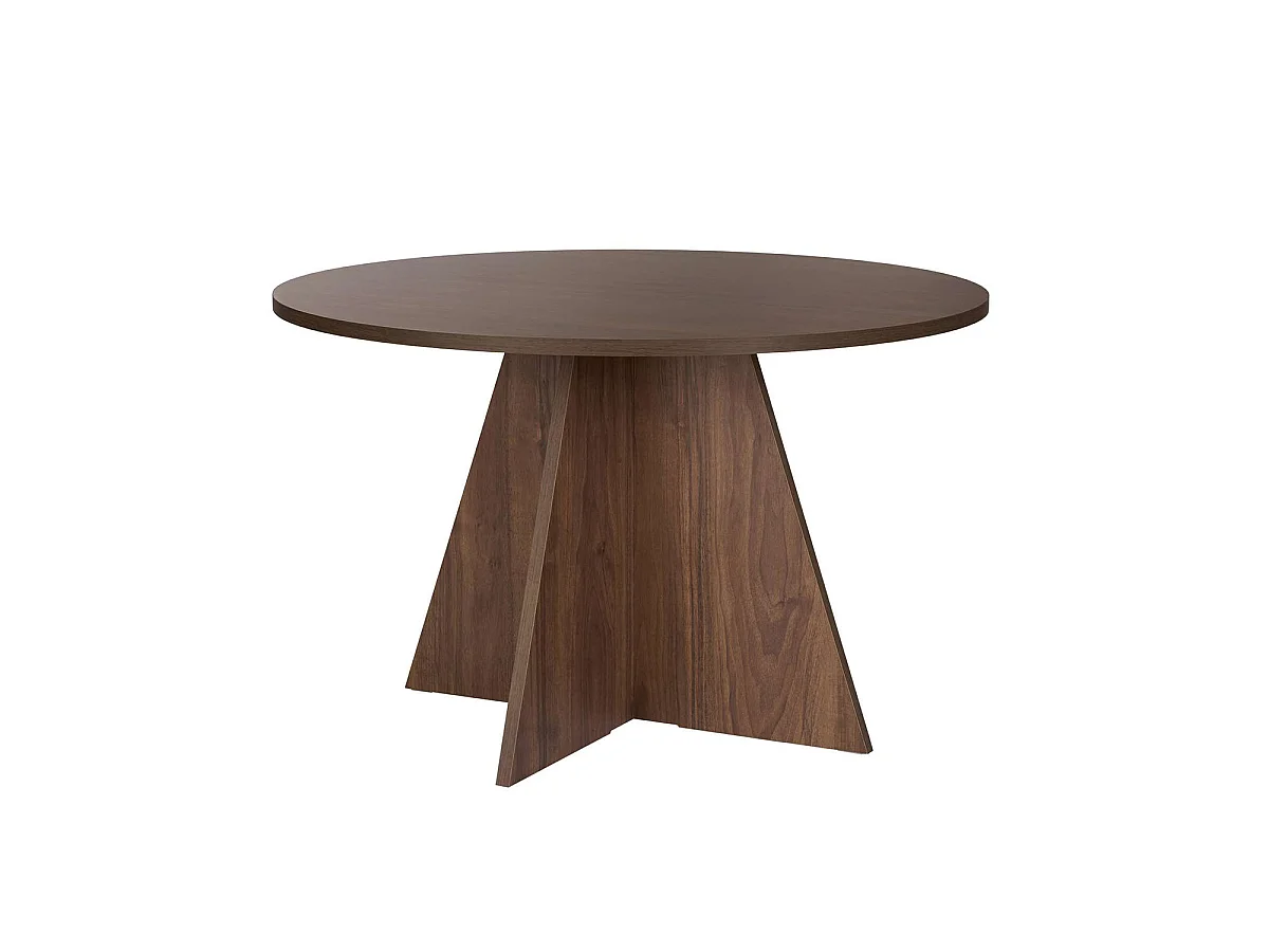 Mesa de comedor redonda bethany oscura madera para hogar moderno mueble de almacenaje  - Homekit
