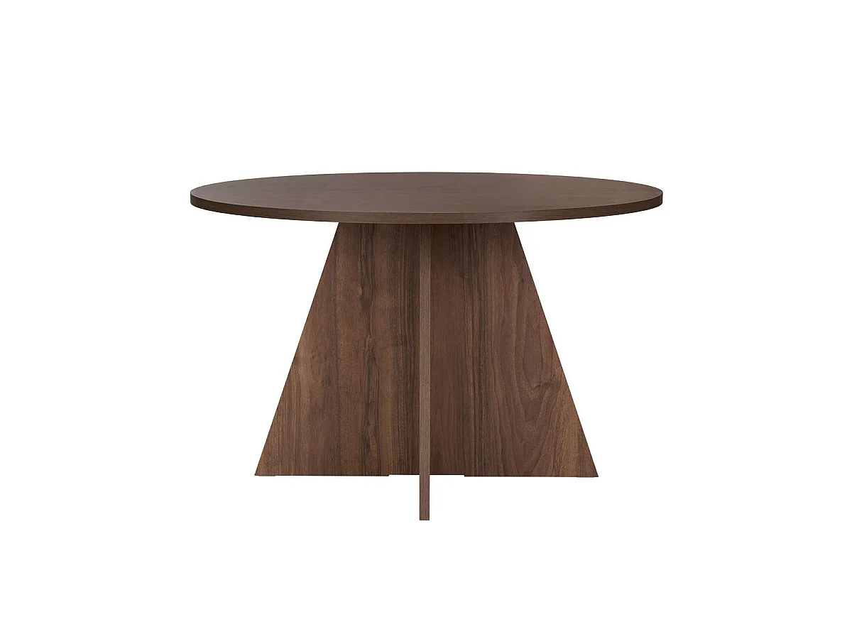 Mesa de comedor redonda bethany oscura madera para hogar moderno mueble de almacenaje  - Homekit