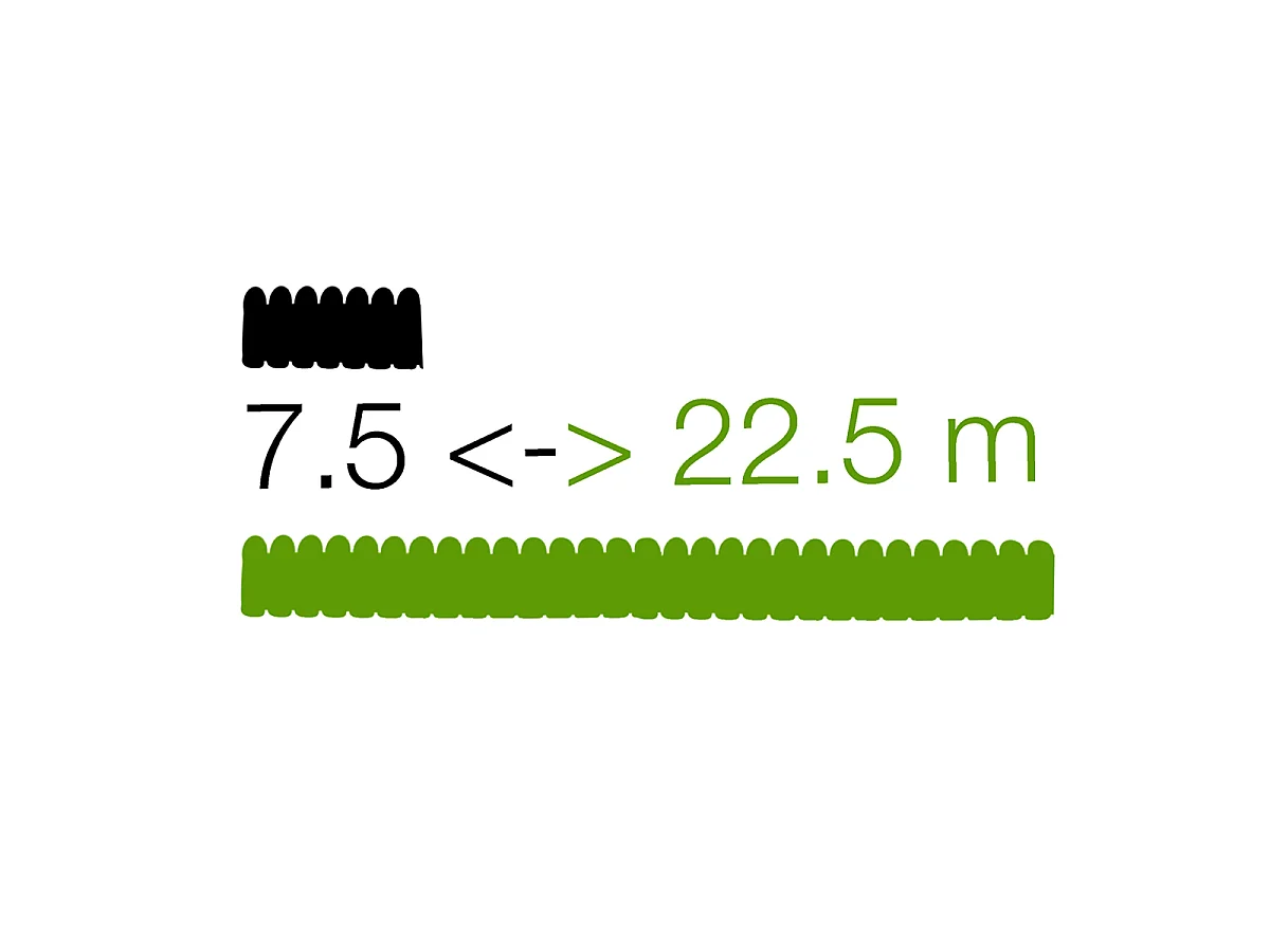 Tuyau d'arrosage flexible et extensible de7,5 à 22,5 mavec pistolet pulvérisateur, coloris vert
