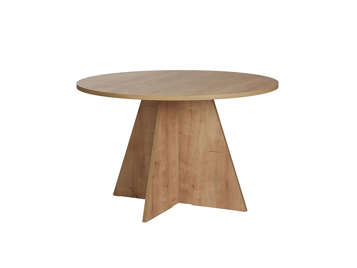 Mesa de comedor redonda bethany natural y madera para hogar moderno mueble de almacenaje  - Homekit