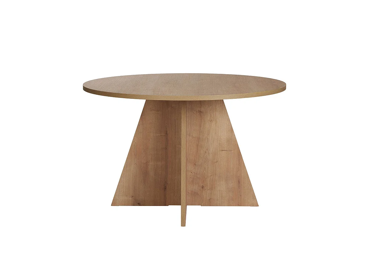 Mesa de comedor redonda bethany natural y madera para hogar moderno mueble de almacenaje  - Homekit