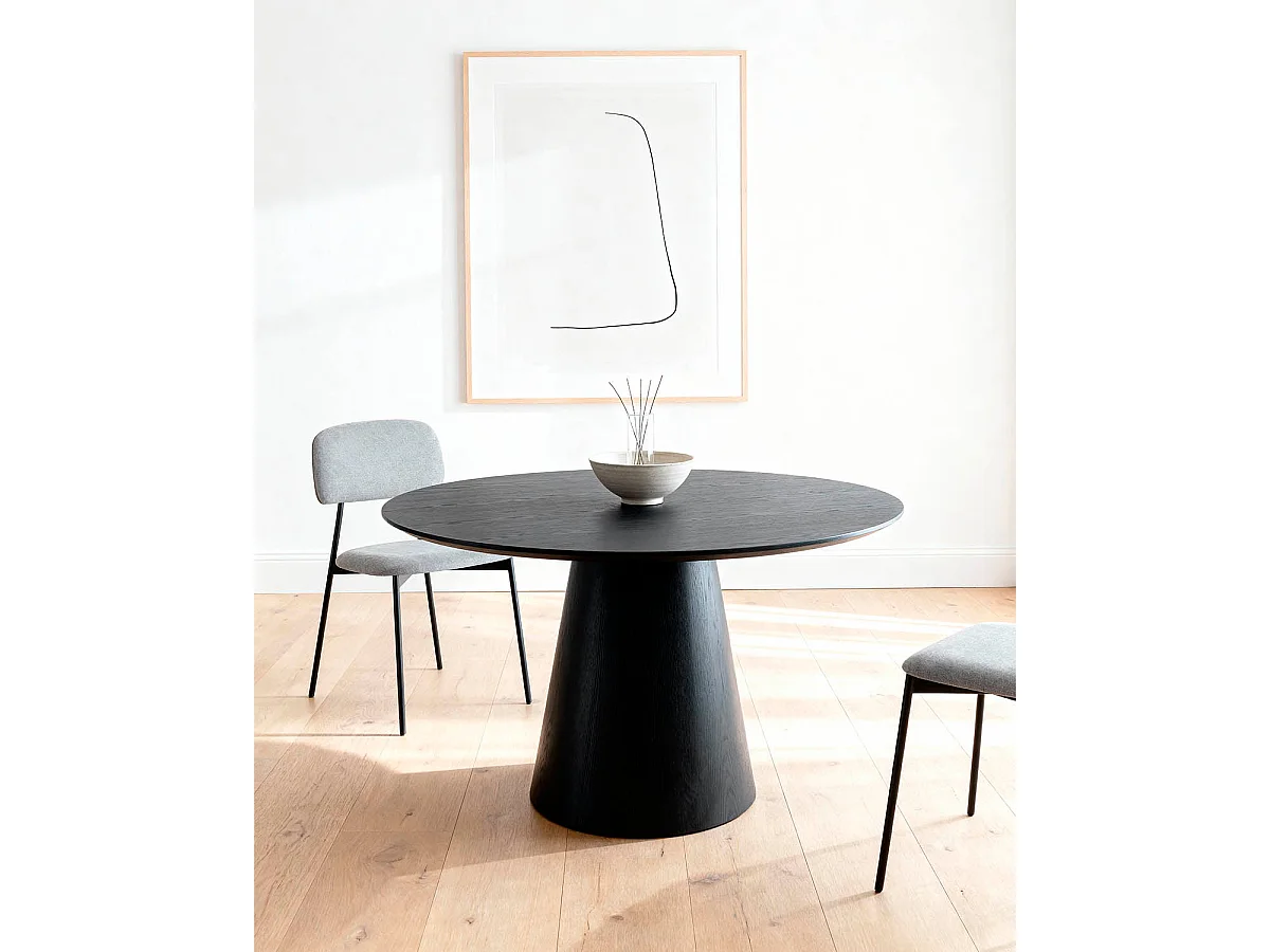 Mesa de comedor redonda bertha negro para hogar moderno mueble de almacenaje  - Homekit
