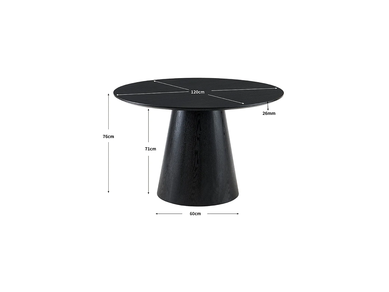 Mesa de comedor redonda bertha negro para hogar moderno mueble de almacenaje  - Homekit