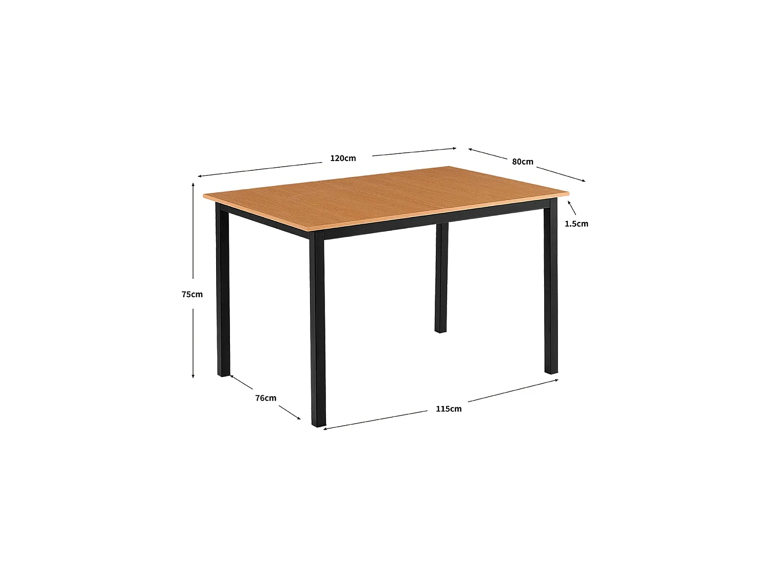 Mesa de comedor rectangular elba y natural y negro y madera para hogar moderno mueble de almacenaje  - Homekit