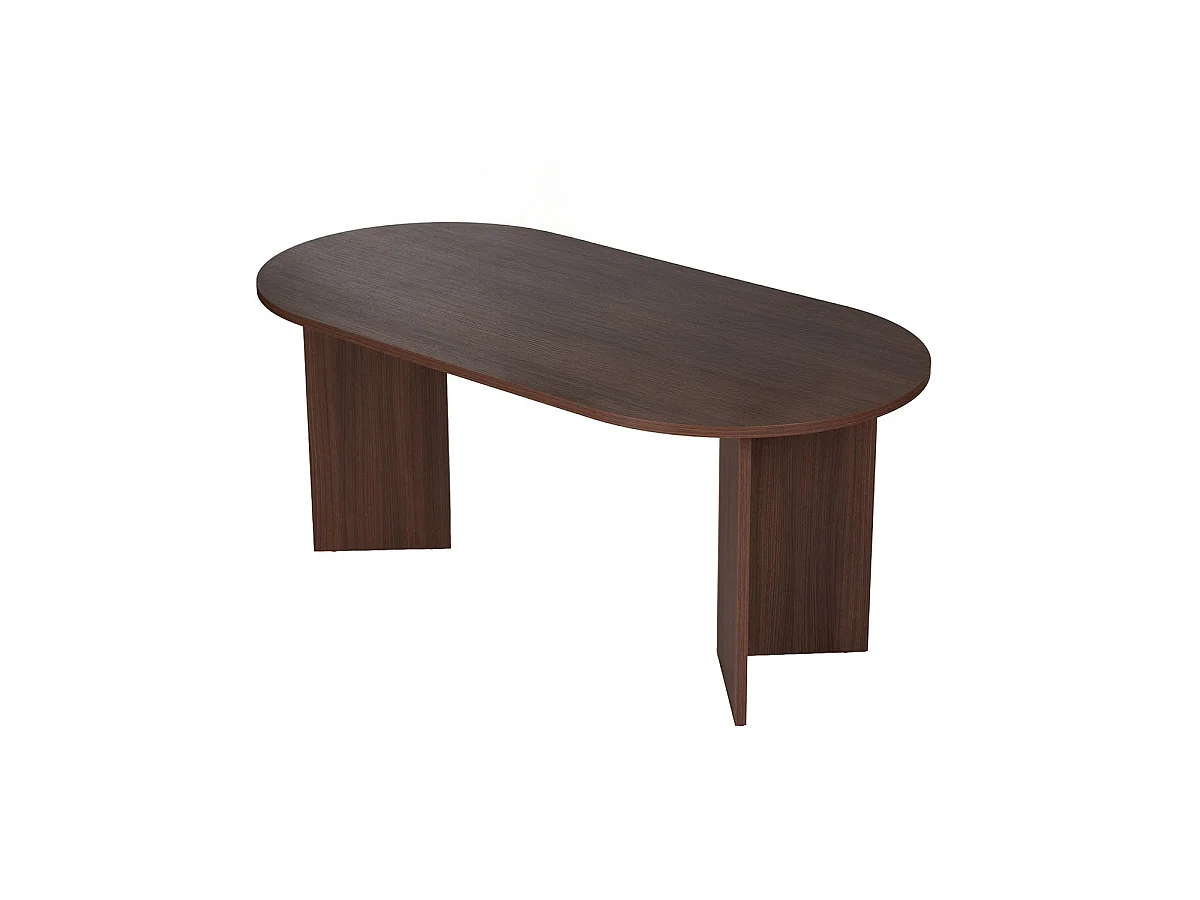 Mesa de comedor ovalada jacklyn oscura madera para hogar moderno mueble de almacenaje  - Homekit