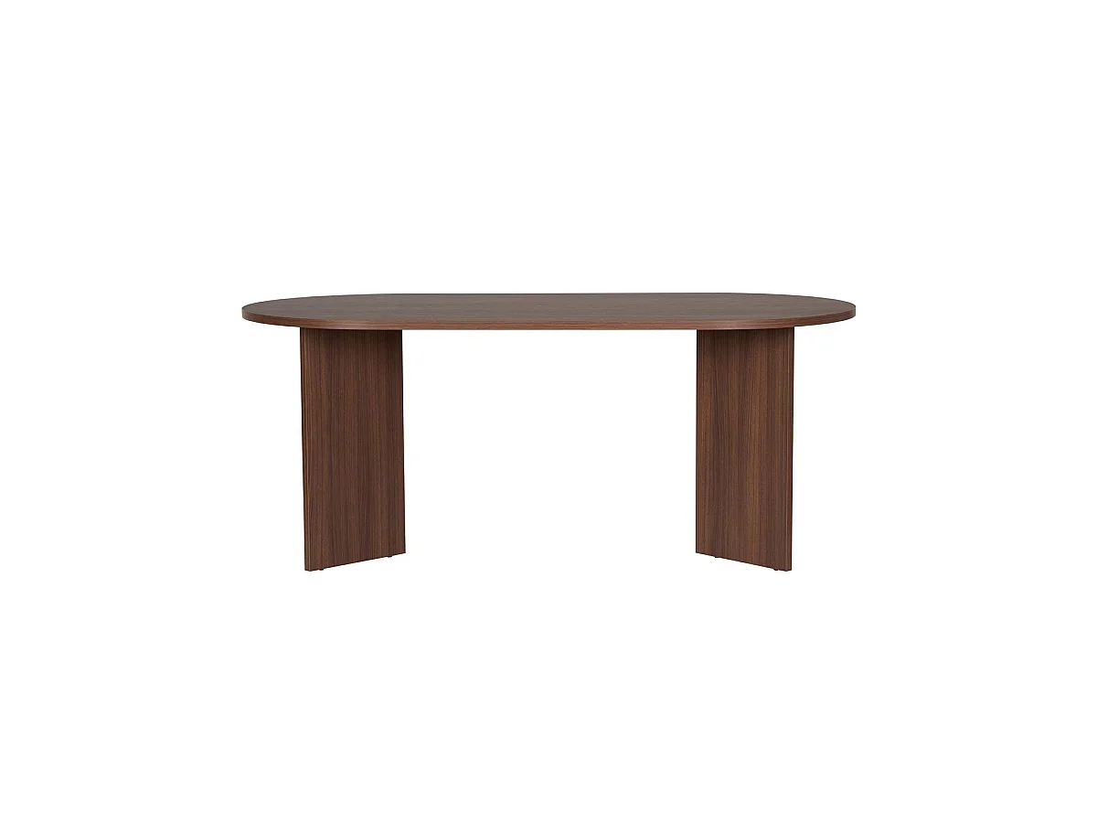 Mesa de comedor ovalada jacklyn oscura madera para hogar moderno mueble de almacenaje  - Homekit