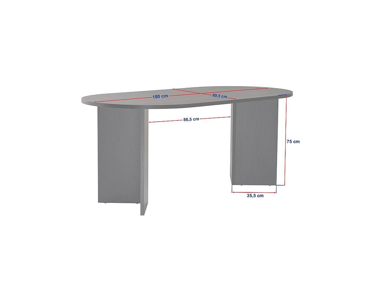 Mesa de comedor ovalada jacklyn oscura madera para hogar moderno mueble de almacenaje  - Homekit