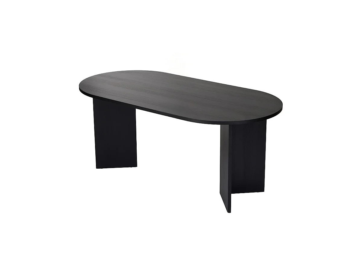 Mesa de comedor ovalada jacklyn negro para hogar moderno mueble de almacenaje  - Homekit
