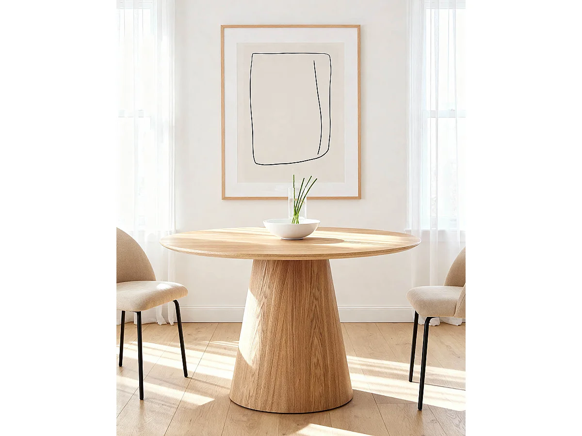 Mesa de comedor redonda bertha natural y madera para hogar moderno mueble de almacenaje  - Homekit
