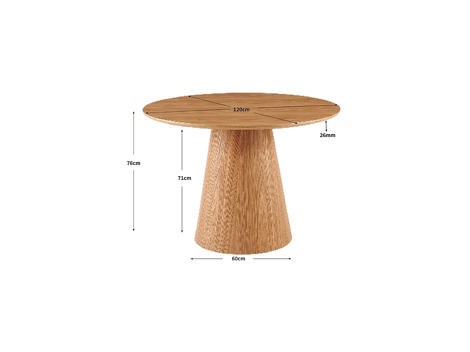 Mesa de comedor redonda bertha natural y madera para hogar moderno mueble de almacenaje  - Homekit