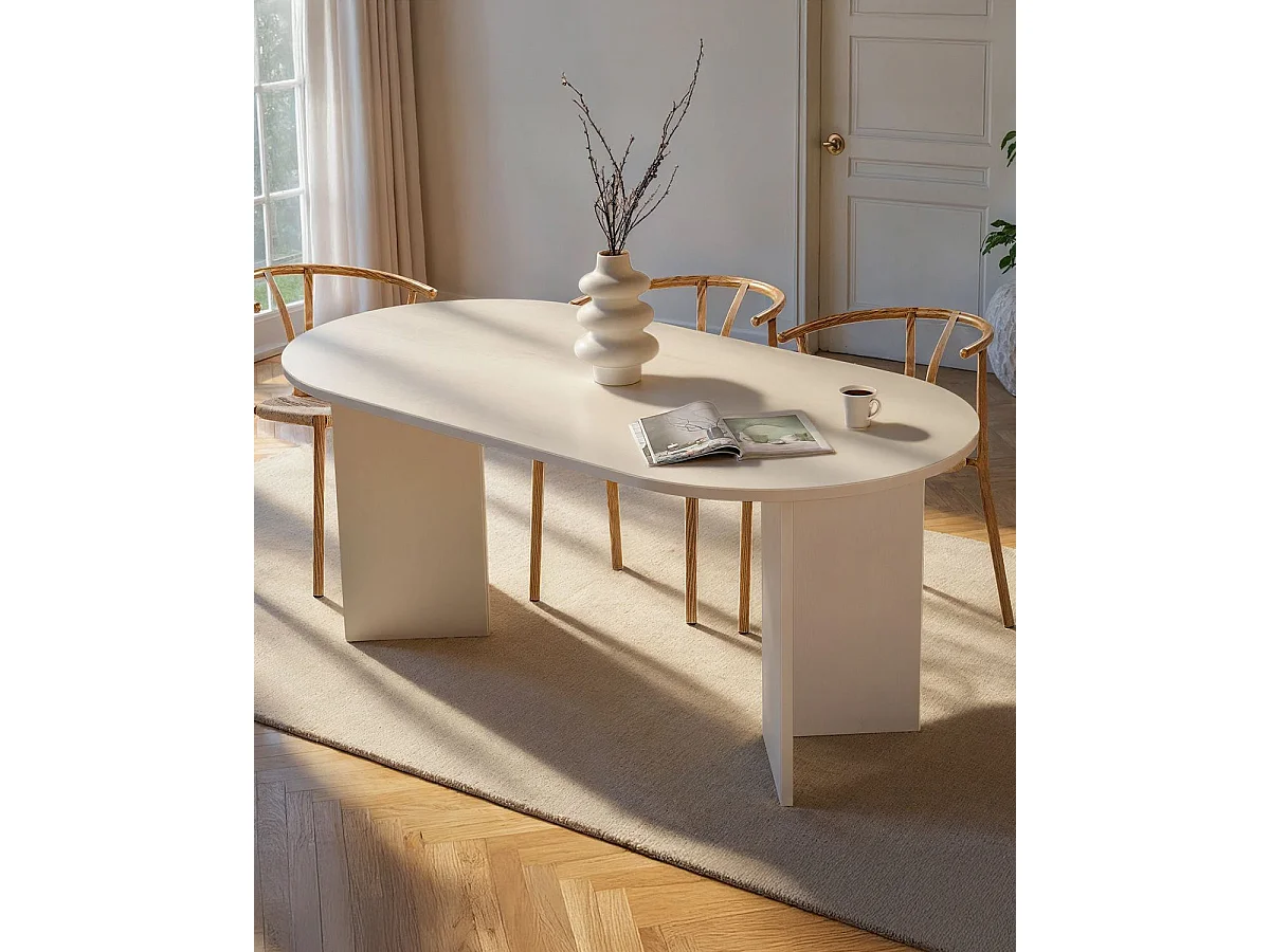 Mesa de comedor ovalada jacklyn natural y madera para hogar moderno mueble de almacenaje  - Homekit