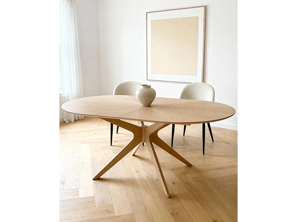 Mesa de comedor ovalada gina natural y madera para hogar moderno mueble de almacenaje  - Homekit