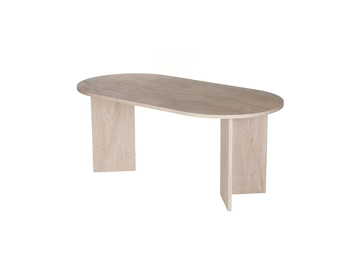 Mesa de comedor ovalada jacklyn travertino para hogar moderno mueble de almacenaje  - Homekit