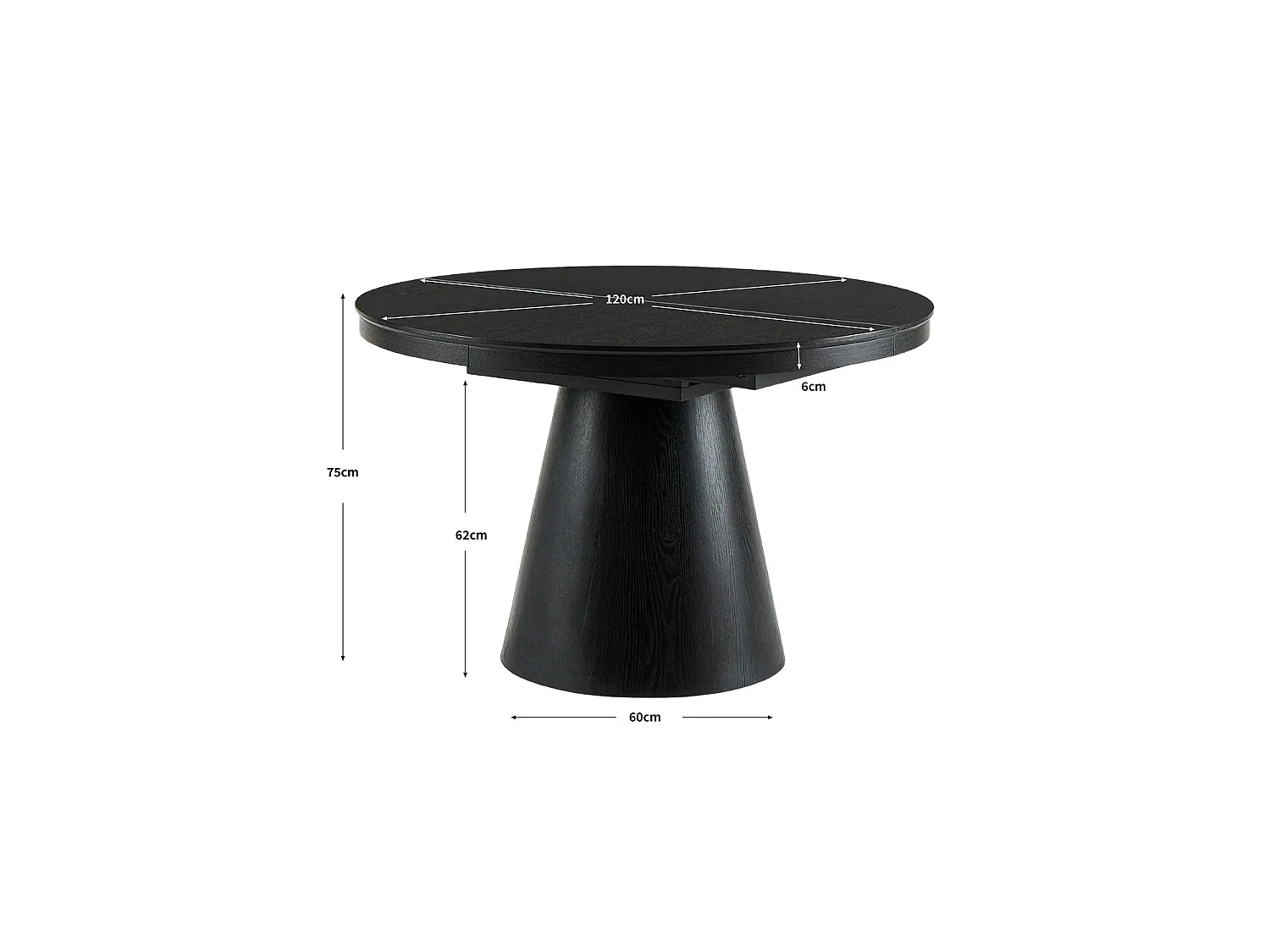 Mesa de comedor redonda extensible cassie negro para hogar moderno mueble de almacenaje  - Homekit