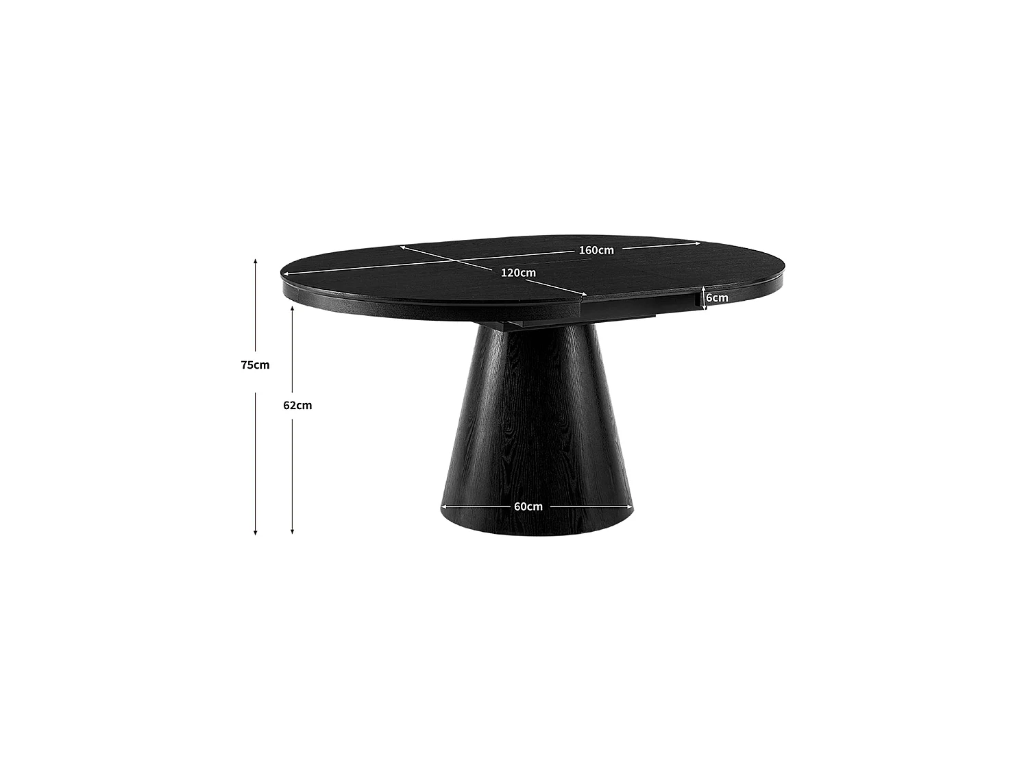 Mesa de comedor redonda extensible cassie negro para hogar moderno mueble de almacenaje  - Homekit