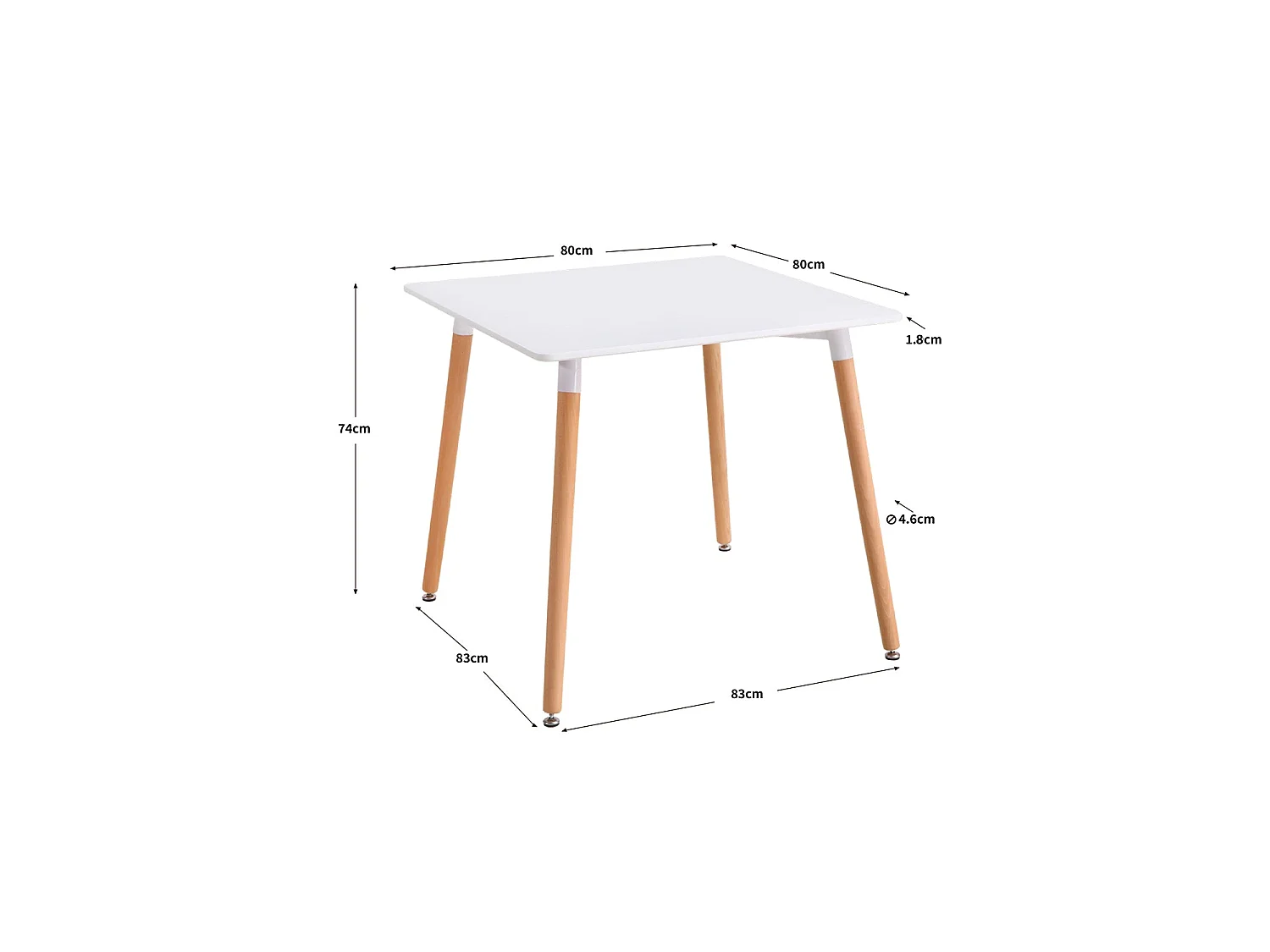 Mesa de comedor cuadrada nola y blanco y natural y madera para hogar moderno mueble de almacenaje  - Homekit