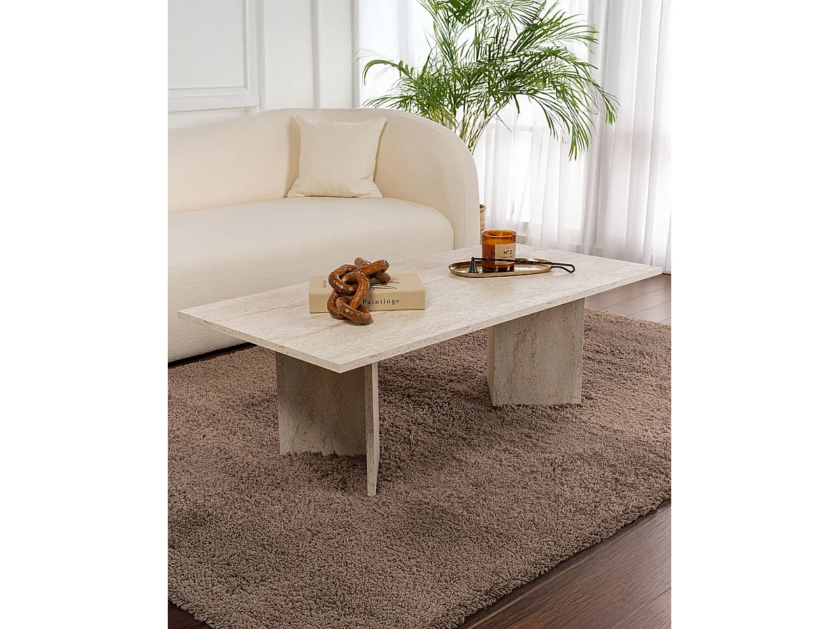 Mesa de centro rosalyn travertino para hogar moderno mueble de almacenaje  - Homekit