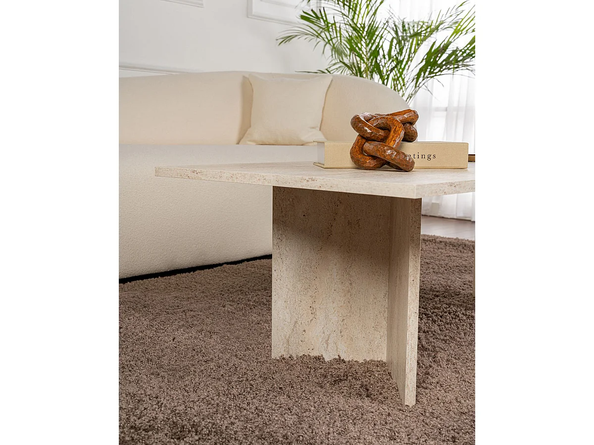 Mesa de centro rosalyn travertino para hogar moderno mueble de almacenaje  - Homekit