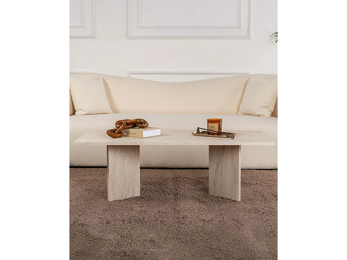 Mesa de centro rosalyn travertino para hogar moderno mueble de almacenaje  - Homekit