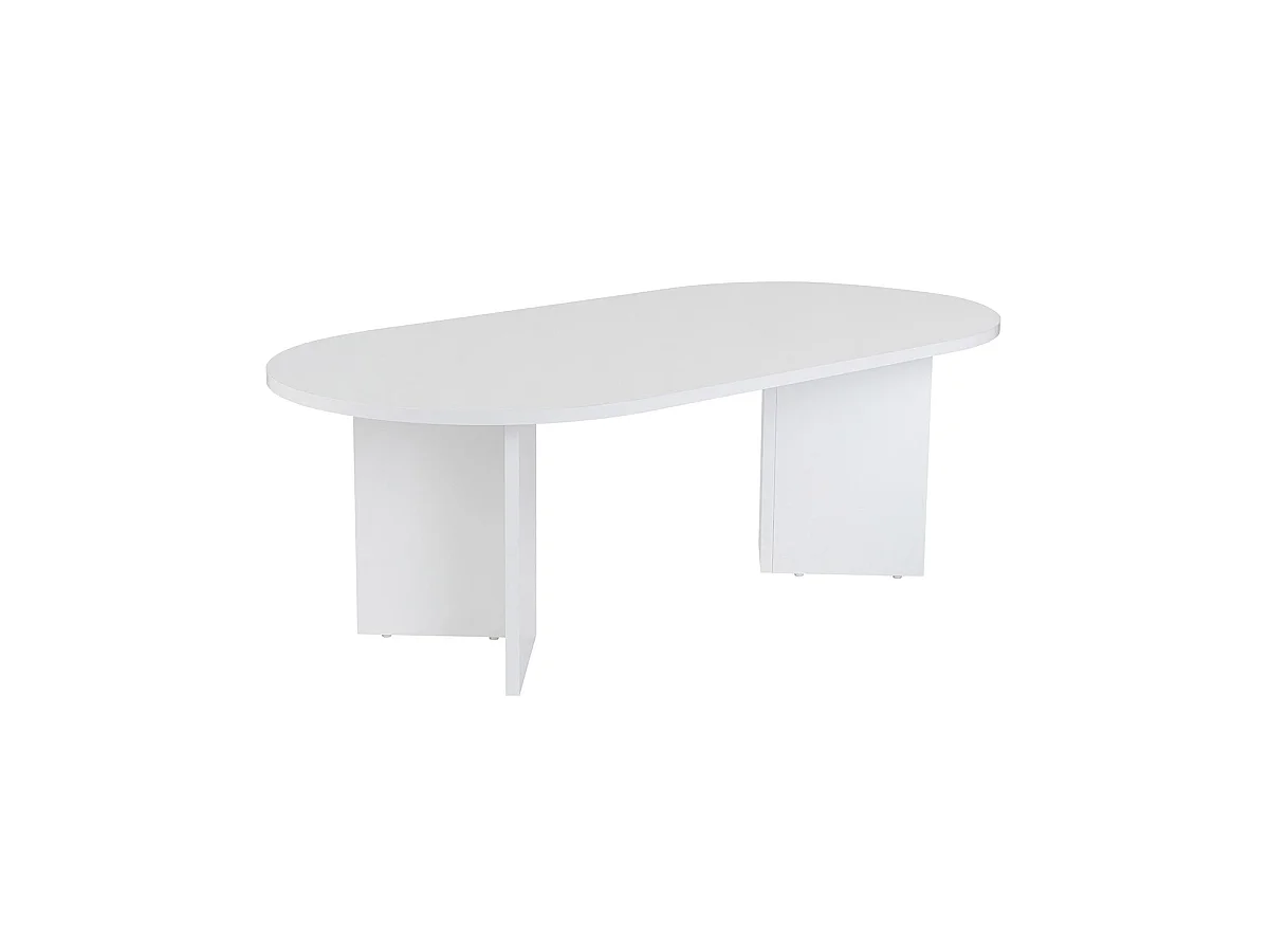 Mesa de centro ovalada arline blanco para hogar moderno mueble de almacenaje  - Homekit