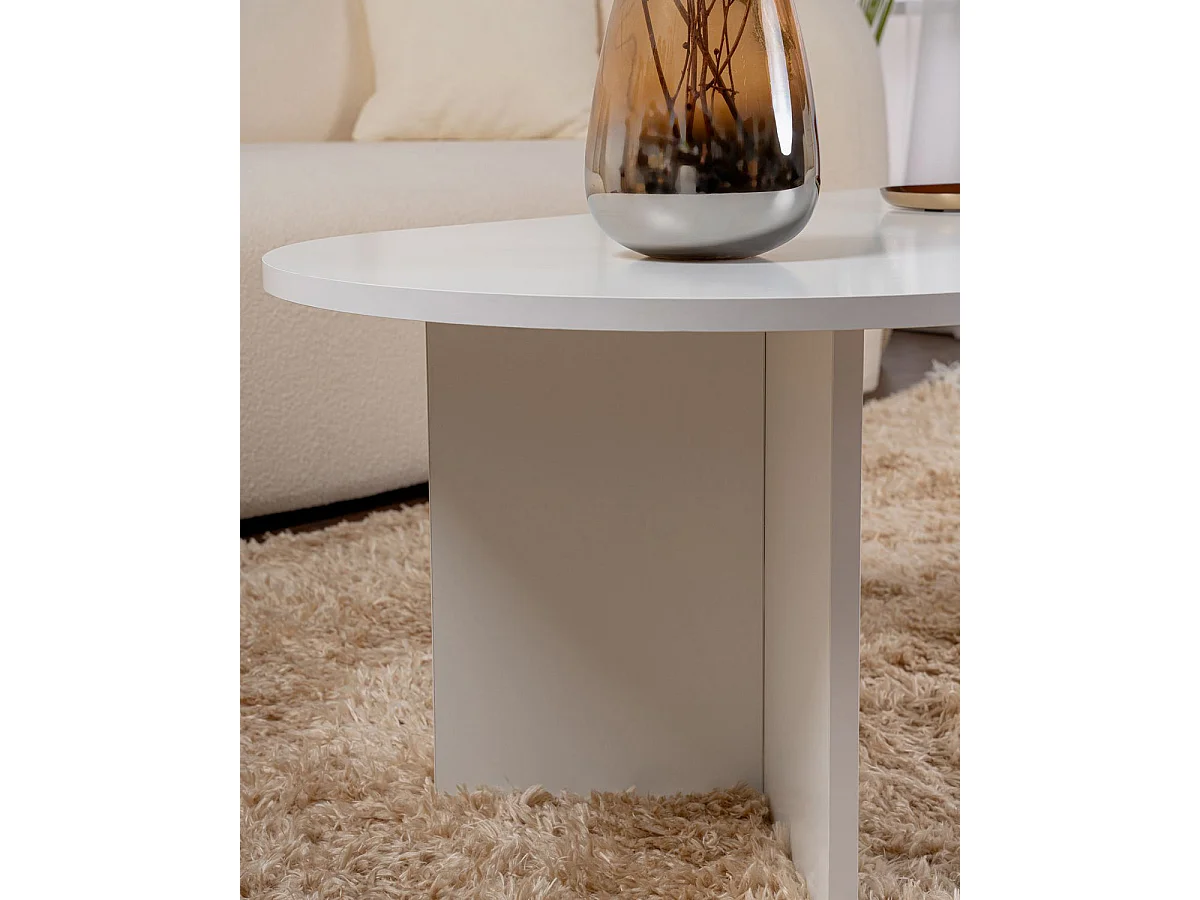 Mesa de centro ovalada arline blanco para hogar moderno mueble de almacenaje  - Homekit