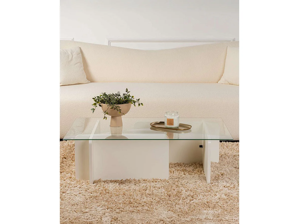 Mesa de centro randi y transparente blanco para hogar moderno mueble de almacenaje  - Homekit