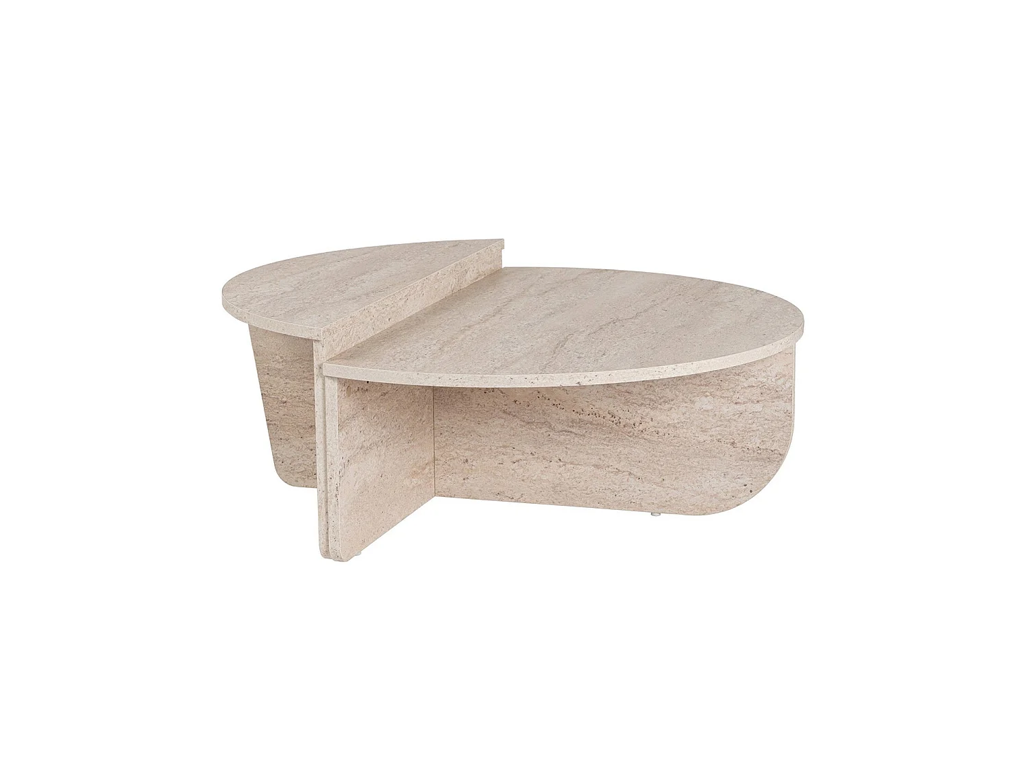 Mesa de centro redonda en dos piezas flossie travertino para hogar moderno mueble de almacenaje  - Homekit