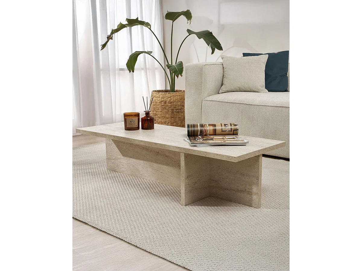 Mesa de centro suzette travertino para hogar moderno mueble de almacenaje  - Homekit