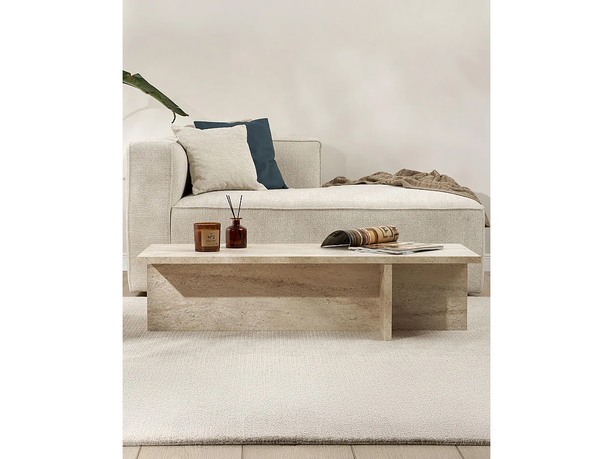 Mesa de centro suzette travertino para hogar moderno mueble de almacenaje  - Homekit