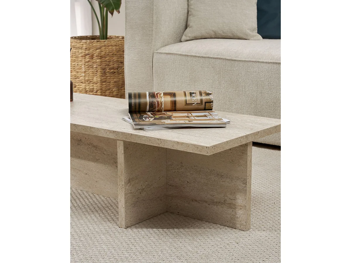 Mesa de centro suzette travertino para hogar moderno mueble de almacenaje  - Homekit