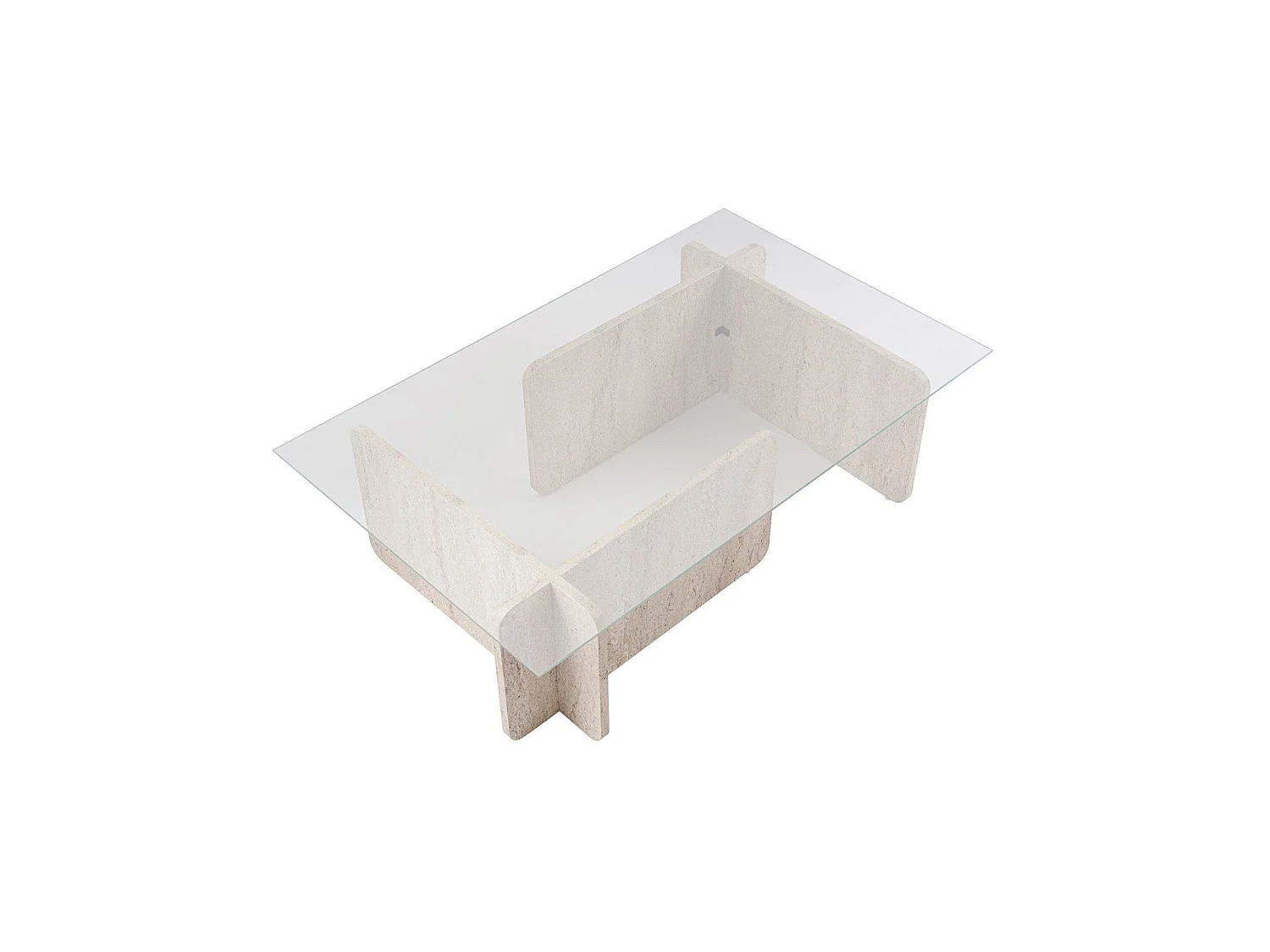 Mesa de centro randi travertino y transparente para hogar moderno mueble de almacenaje  - Homekit