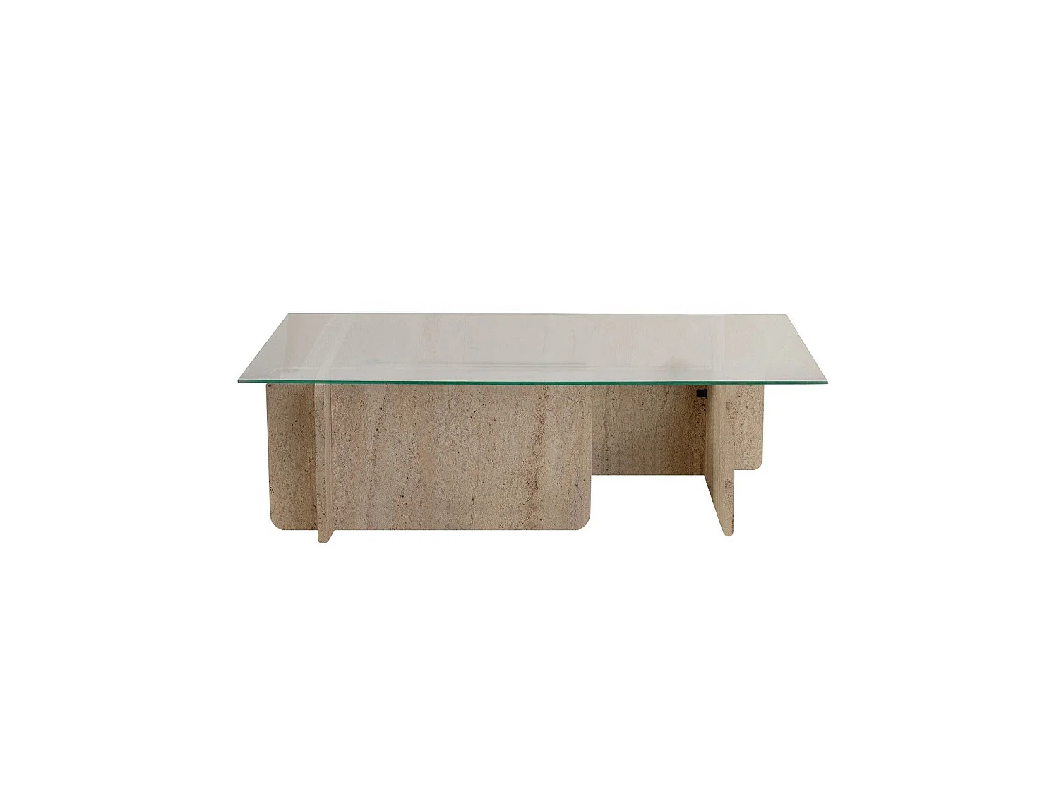 Mesa de centro randi travertino y transparente para hogar moderno mueble de almacenaje  - Homekit