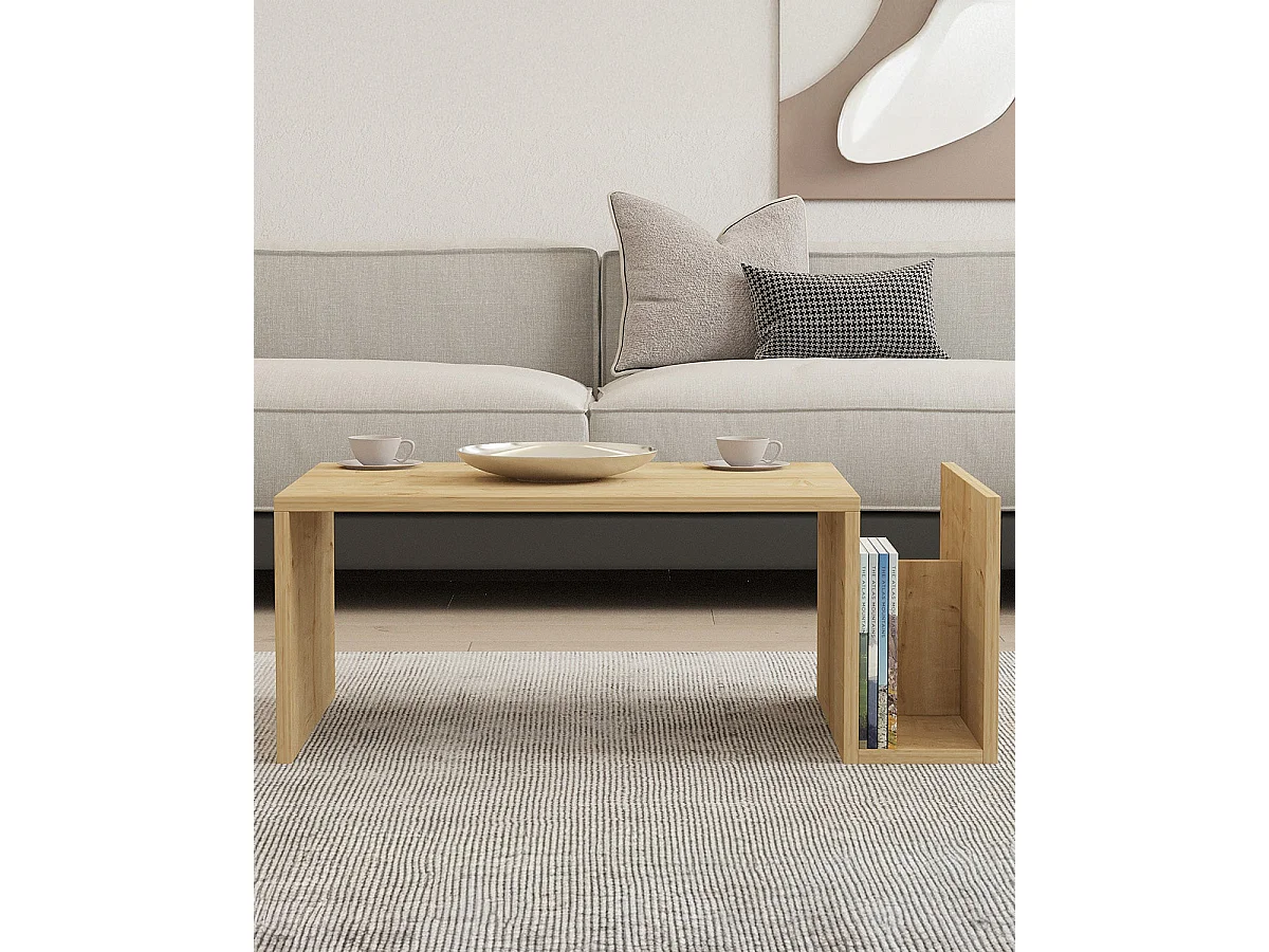 Mesa de centro audra natural y madera para hogar moderno mueble de almacenaje  - Homekit
