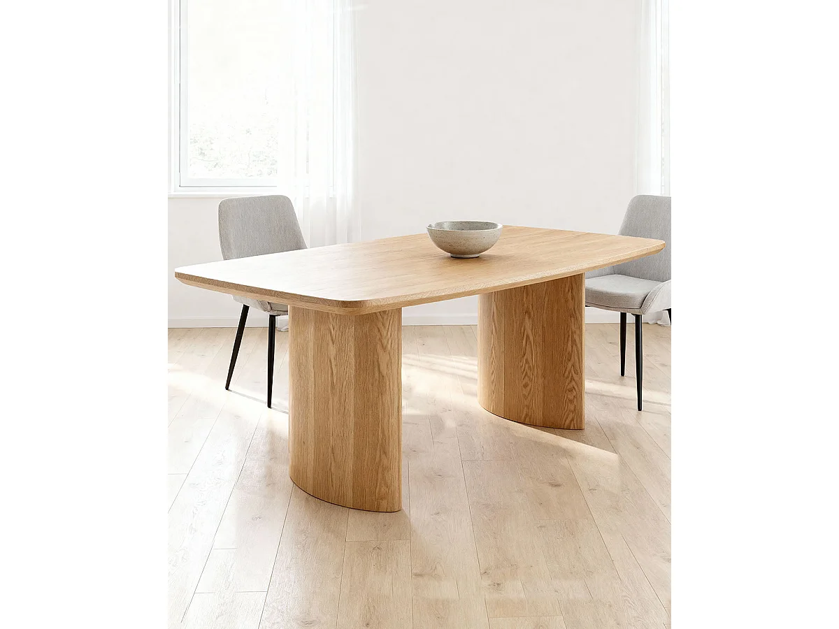Mesa de comedor rectangular erin natural y madera para hogar moderno mueble de almacenaje  - Homekit