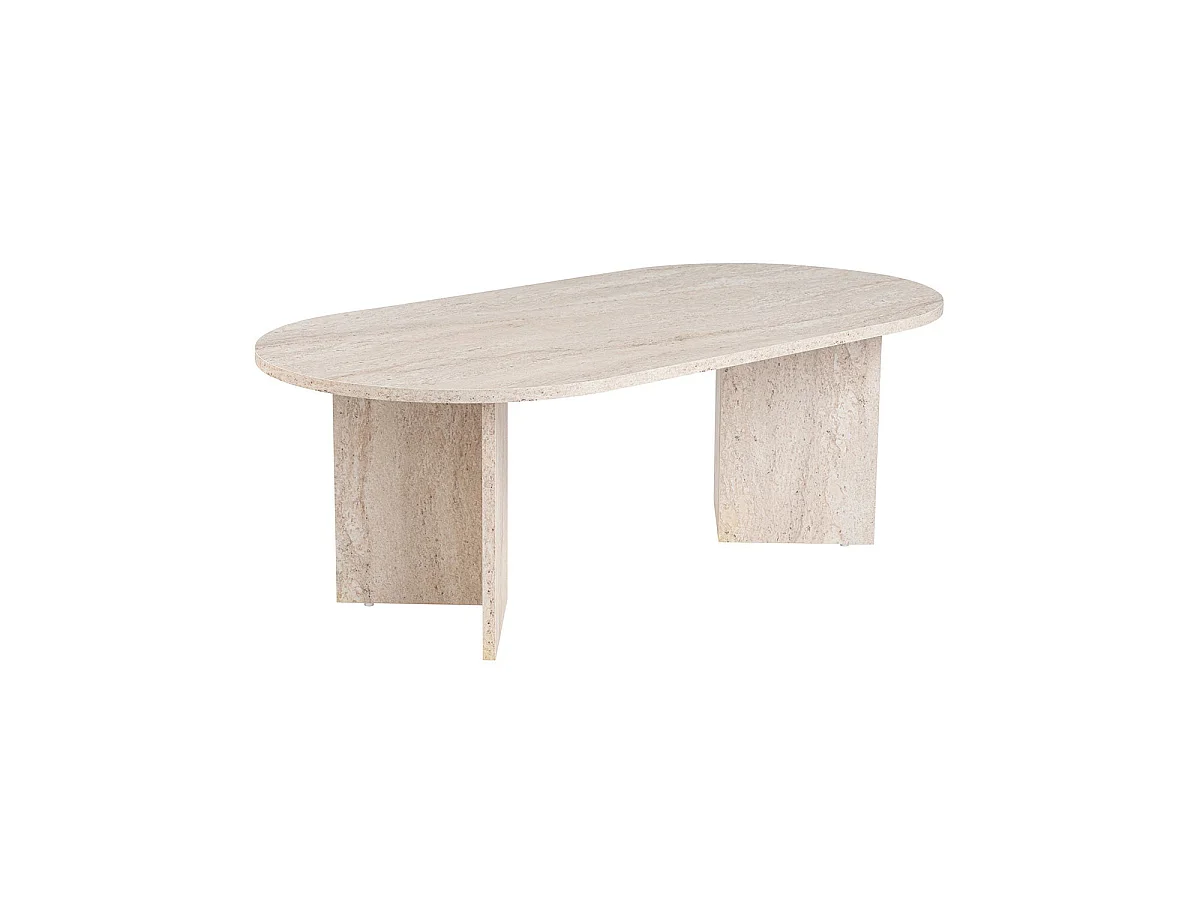 Mesa de centro ovalada arline travertino para hogar moderno mueble de almacenaje  - Homekit