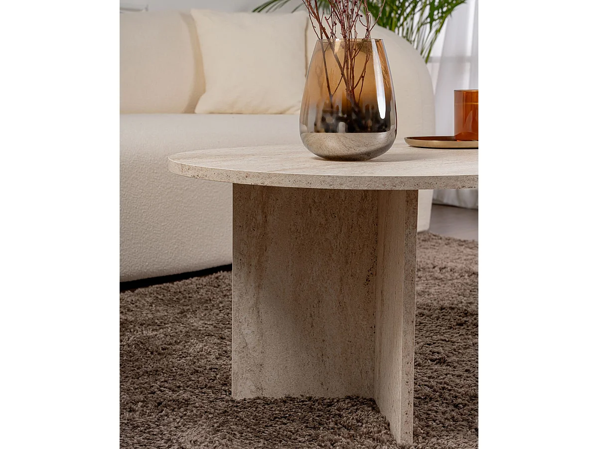 Mesa de centro ovalada arline travertino para hogar moderno mueble de almacenaje  - Homekit