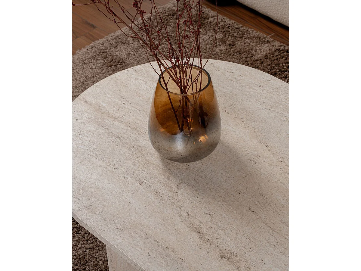 Mesa de centro ovalada arline travertino para hogar moderno mueble de almacenaje  - Homekit