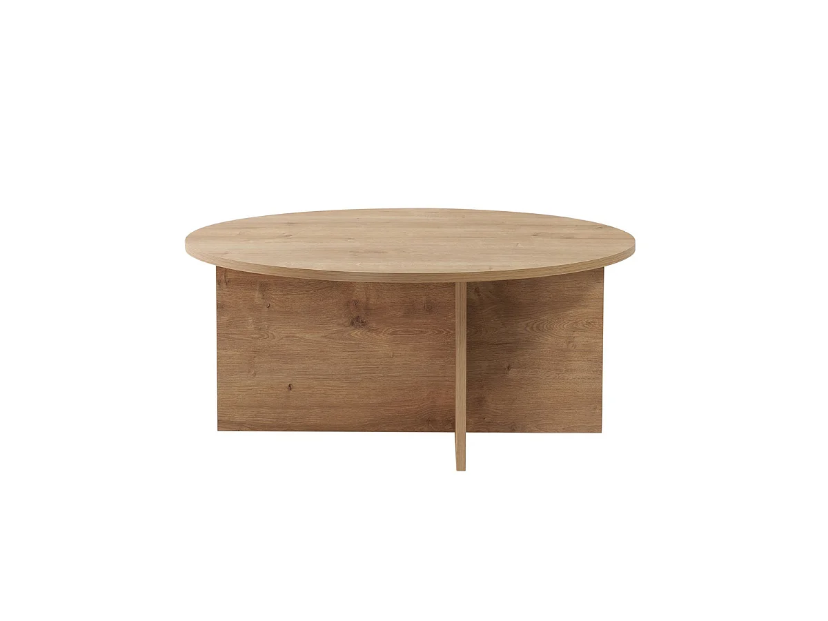Mesa de centro redonda cindy natural y madera para hogar moderno mueble de almacenaje  - Homekit