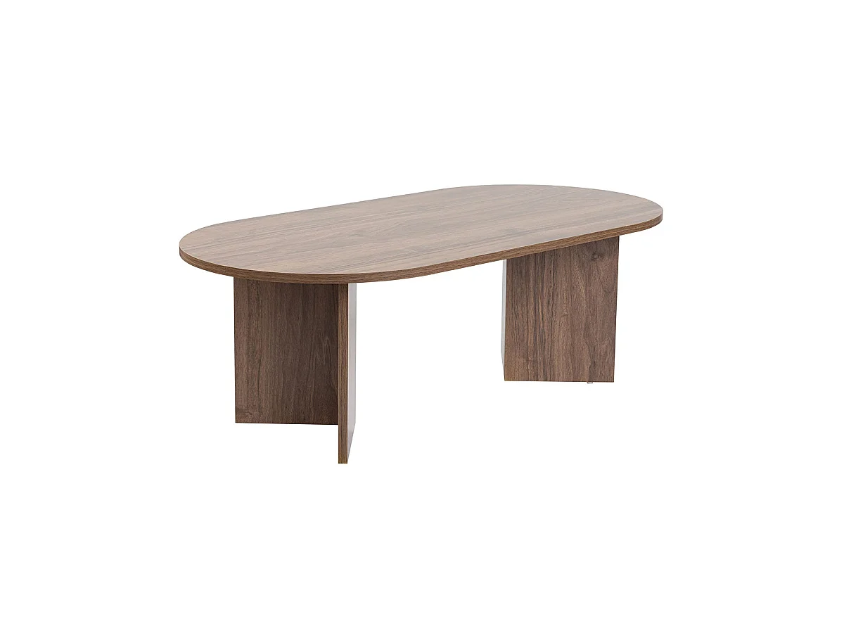 Mesa de centro ovalada arline oscura madera para hogar moderno mueble de almacenaje  - Homekit