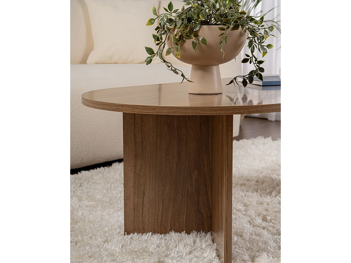 Mesa de centro ovalada arline oscura madera para hogar moderno mueble de almacenaje  - Homekit