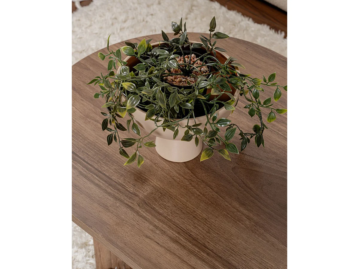 Mesa de centro ovalada arline oscura madera para hogar moderno mueble de almacenaje  - Homekit