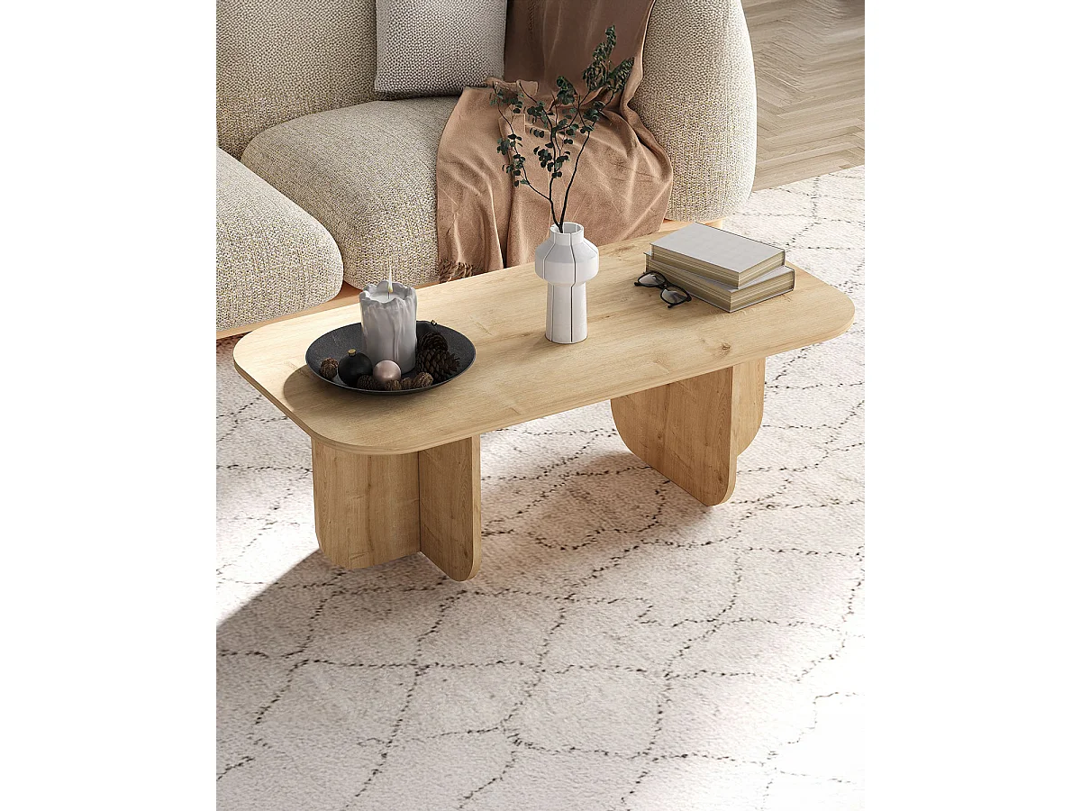 Mesa de centro lucille natural y madera para hogar moderno mueble de almacenaje  - Homekit