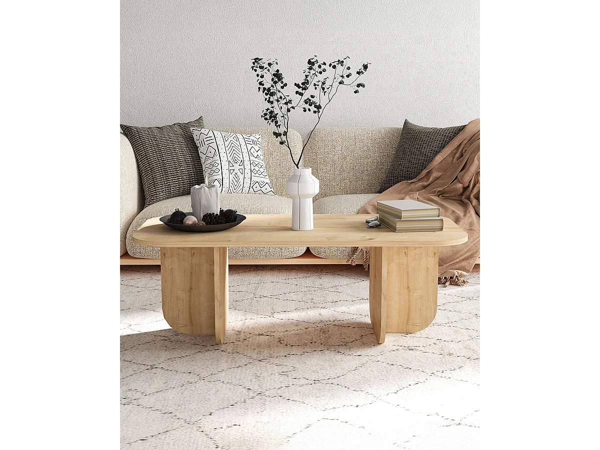 Mesa de centro lucille natural y madera para hogar moderno mueble de almacenaje  - Homekit