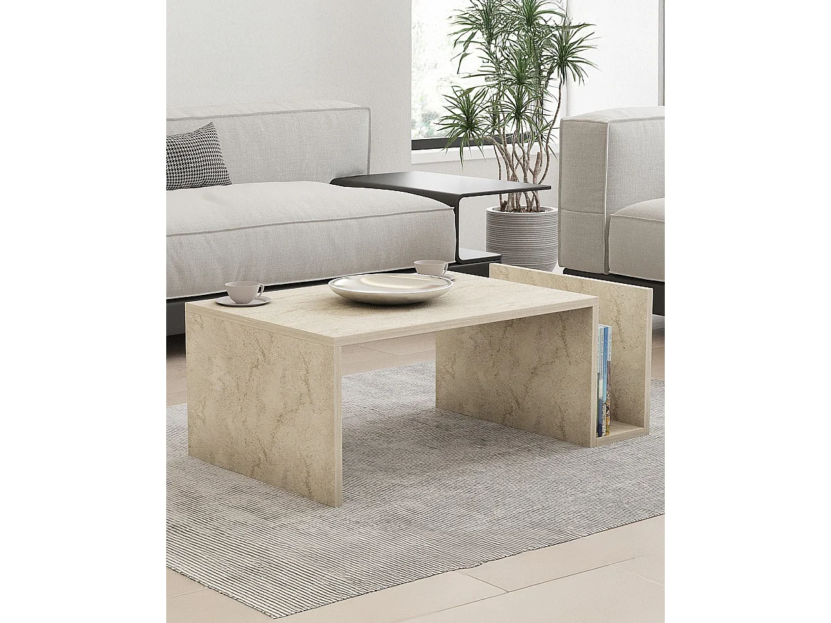 Mesa de centro audra travertino para hogar moderno mueble de almacenaje  - Homekit