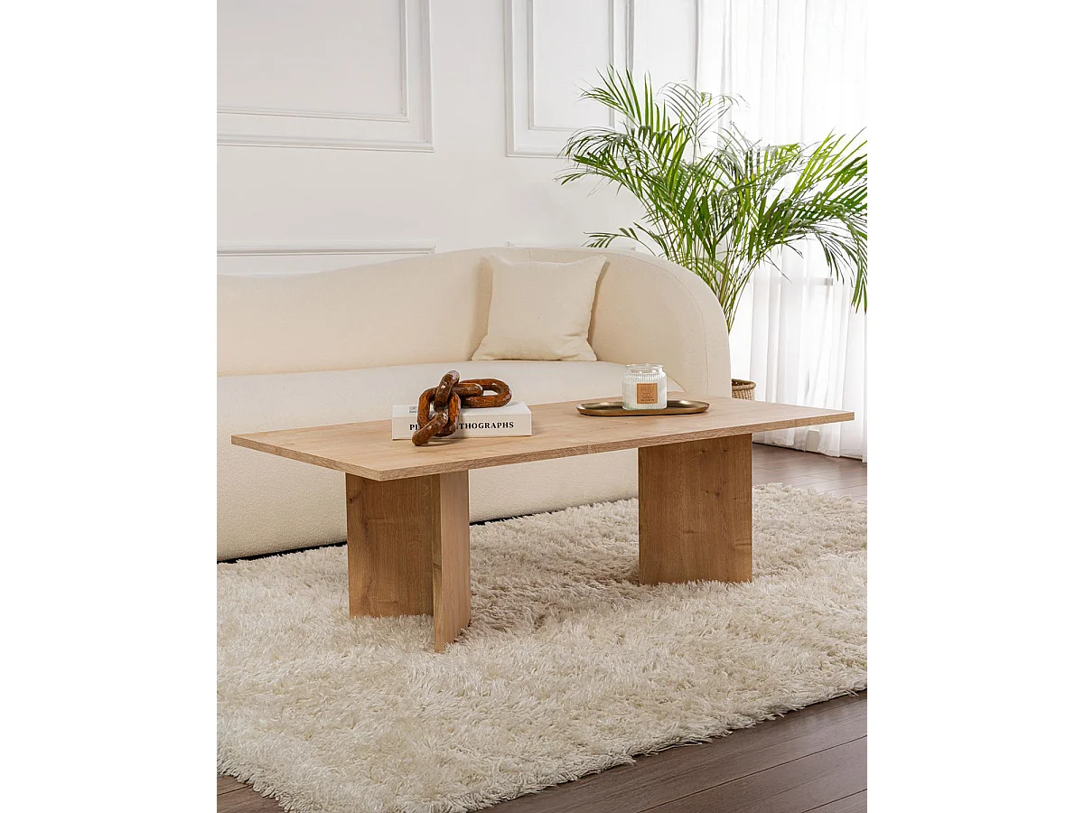 Mesa de centro rosalyn natural y madera para hogar moderno mueble de almacenaje  - Homekit