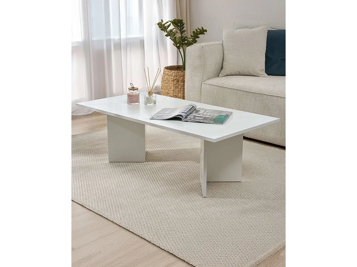 Mesa de centro rosalyn blanco para hogar moderno mueble de almacenaje  - Homekit