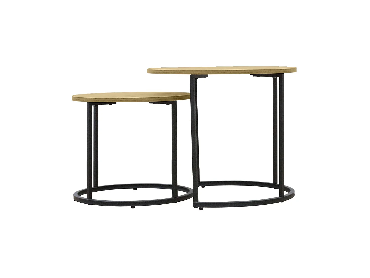 Pack de dos mesas auxiliares  Mara - Color Madera natural y negro - Homekit