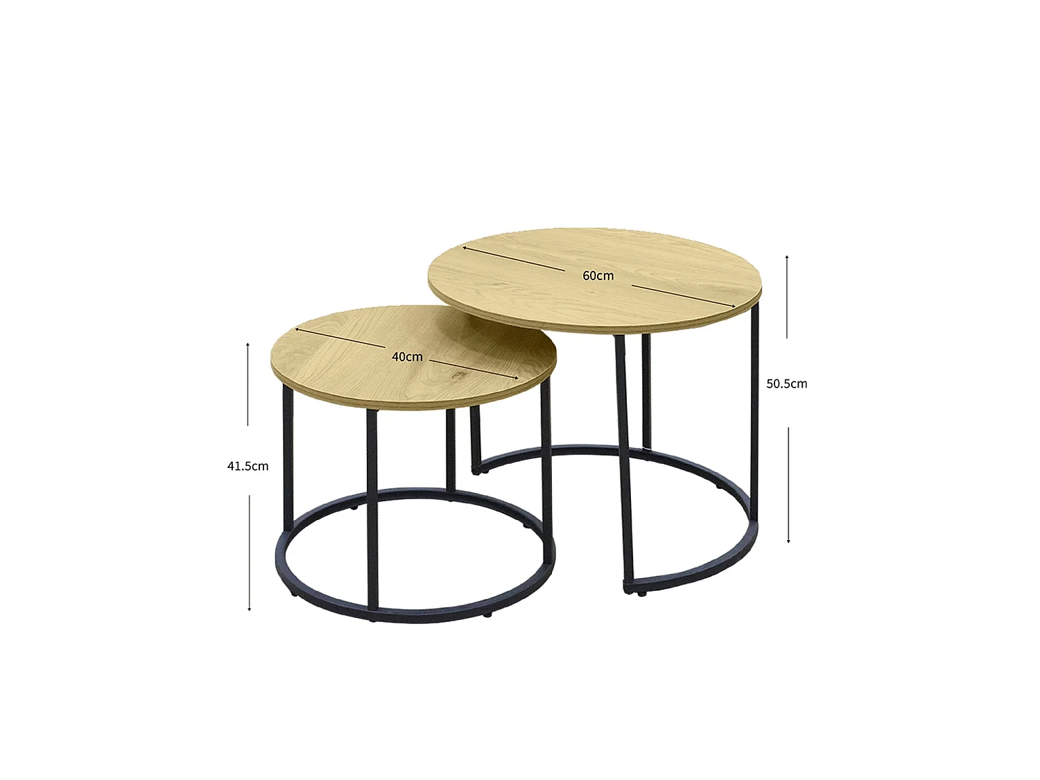 Pack de dos mesas auxiliares  Mara - Color Madera natural y negro - Homekit