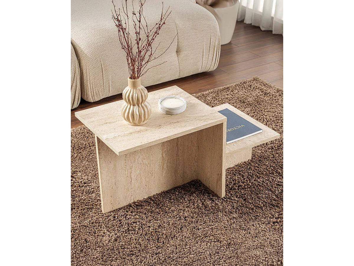 Mesa de centro kelly travertino para hogar moderno mueble de almacenaje  - Homekit