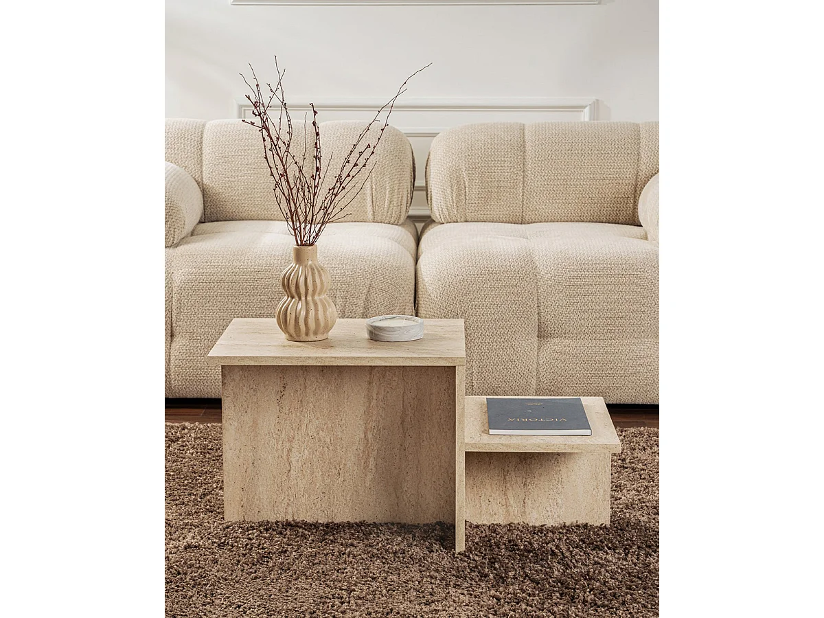 Mesa de centro kelly travertino para hogar moderno mueble de almacenaje  - Homekit